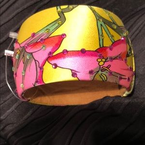 Tasha silk w/ pink rhinestones cuff bracelet
